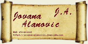 Jovana Alanović vizit kartica